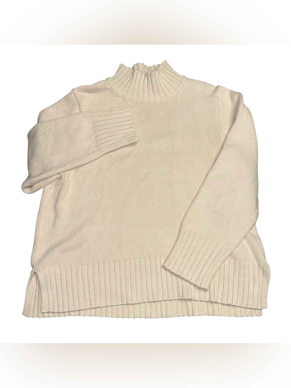 J. Crew Cozy Cotton Cream Turtleneck Sweater women’s sz XXL cotton Relaxed fit - Picture 2 of 13